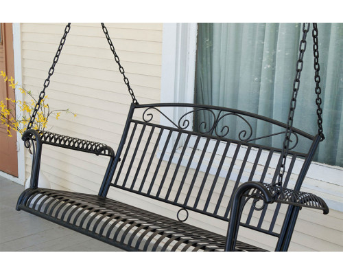 FaFurn - Wrought Iron Outdoor Patio 4-Ft Porch Swing in Black