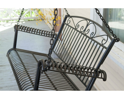 FaFurn - Wrought Iron Outdoor Patio 4-Ft Porch Swing in Black