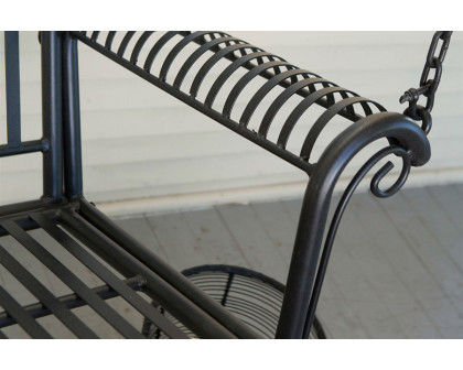 FaFurn - Wrought Iron Outdoor Patio 4-Ft Porch Swing in Black