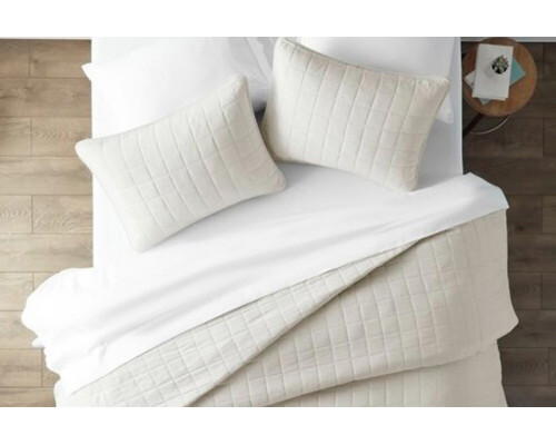 FaFurn 3 Piece Microfiber Farmhouse Coverlet Bedspread Set - Ivory, Full/Queen Size