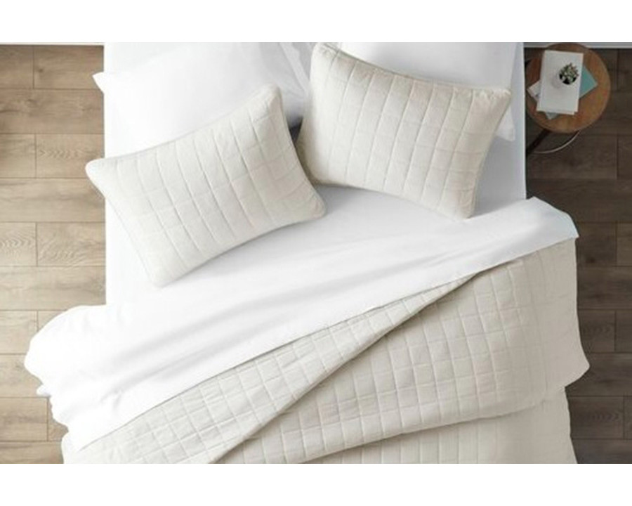 FaFurn 3 Piece Microfiber Farmhouse Coverlet Bedspread Set - Ivory, Full/Queen Size