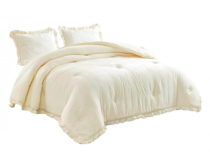 FaFurn - 3-Piece Oversized Ruffled Edge Comforter Set (RETCSIV4539872)