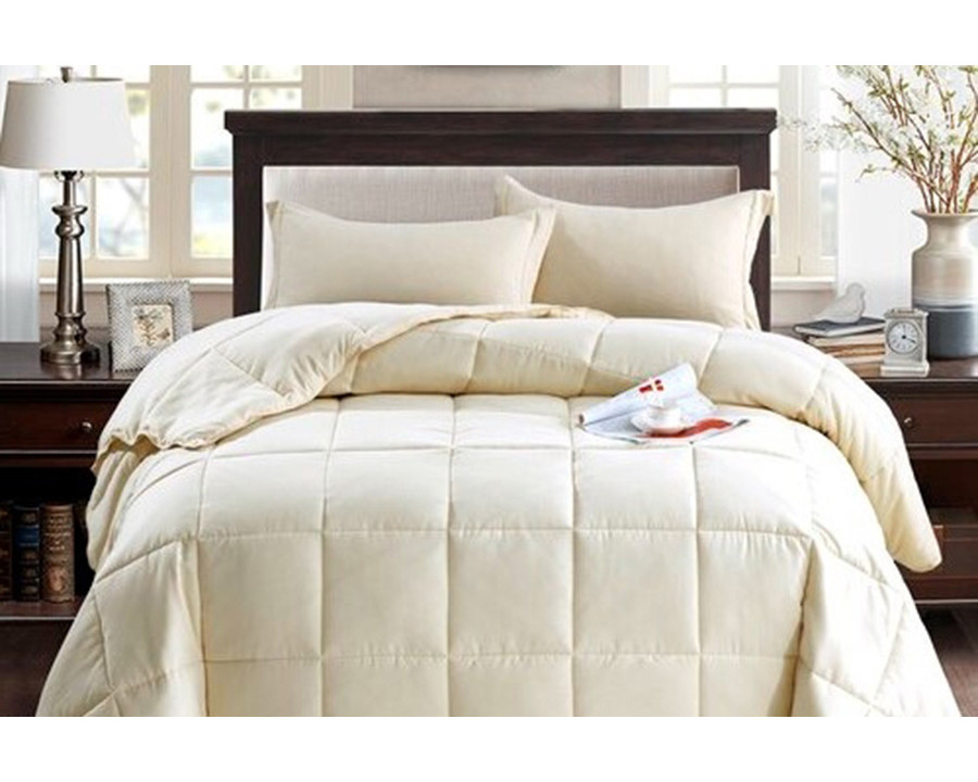 FaFurn Traditional Microfiber Reversible 3 Piece Comforter Set - Ivory, King Size/California King