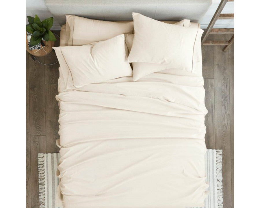 FaFurn 6-Piece King Size Resistant Sheet Set - Ivory, Microfiber/Polyester