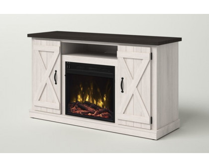 FaFurn Farmhouse TV Entertainment Electric Fireplace - Rustic Ivory/Espresso