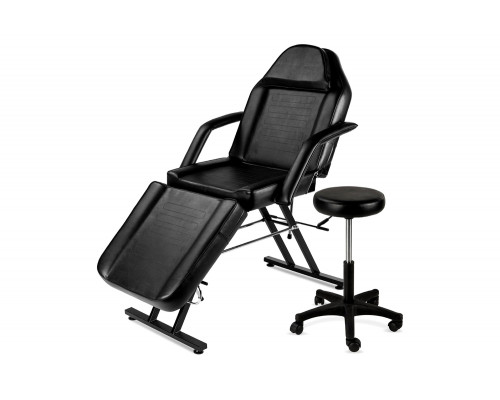 FaFurn - Black Adjustable Massage Bed Salon Chair with Hydraulic Stool