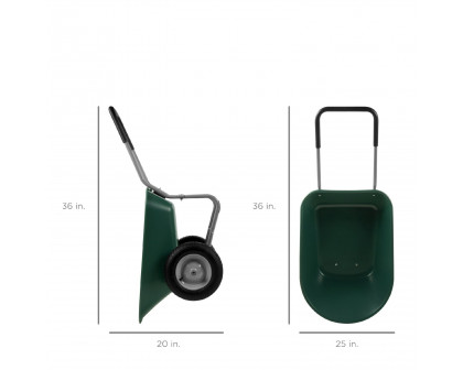 FaFurn - Rust Proof Wheelbarrow in Green, Steel