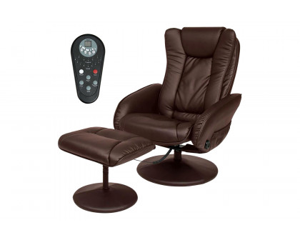 FaFurn - Sturdy Faux Leather Electric Massage Recliner Chair with Ottoman