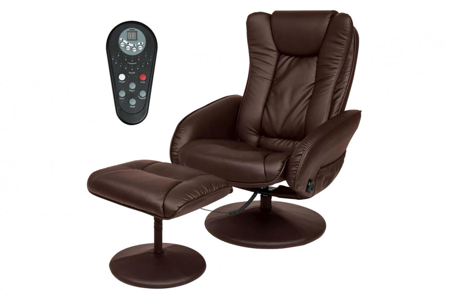 FaFurn™ Sturdy Faux Leather Electric Massage Recliner Chair with Ottoman - Brown