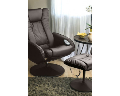 FaFurn™ Sturdy Faux Leather Electric Massage Recliner Chair with Ottoman - Brown