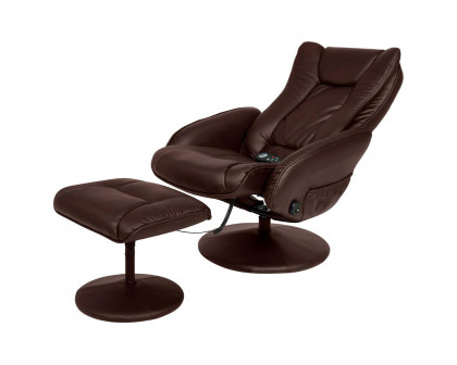 FaFurn™ Sturdy Faux Leather Electric Massage Recliner Chair with Ottoman - Brown