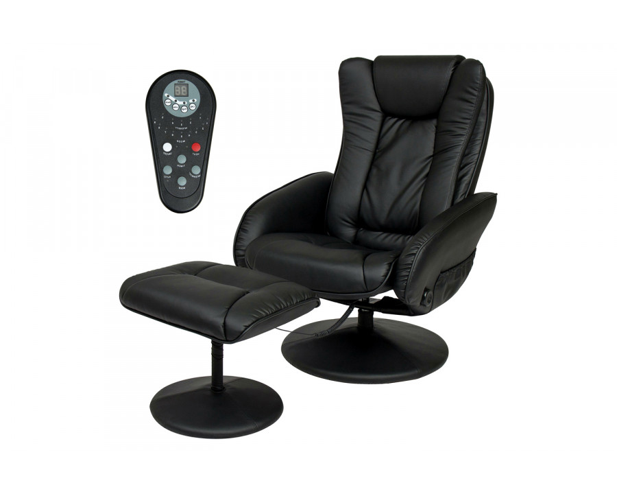 FaFurn - Sturdy Faux Leather Electric Massage Recliner Chair with Ottoman