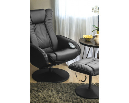 FaFurn™ Sturdy Faux Leather Electric Massage Recliner Chair with Ottoman - Black