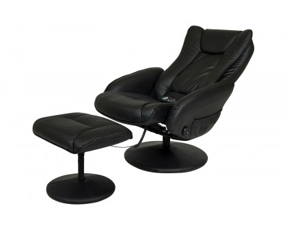 FaFurn™ Sturdy Faux Leather Electric Massage Recliner Chair with Ottoman - Black