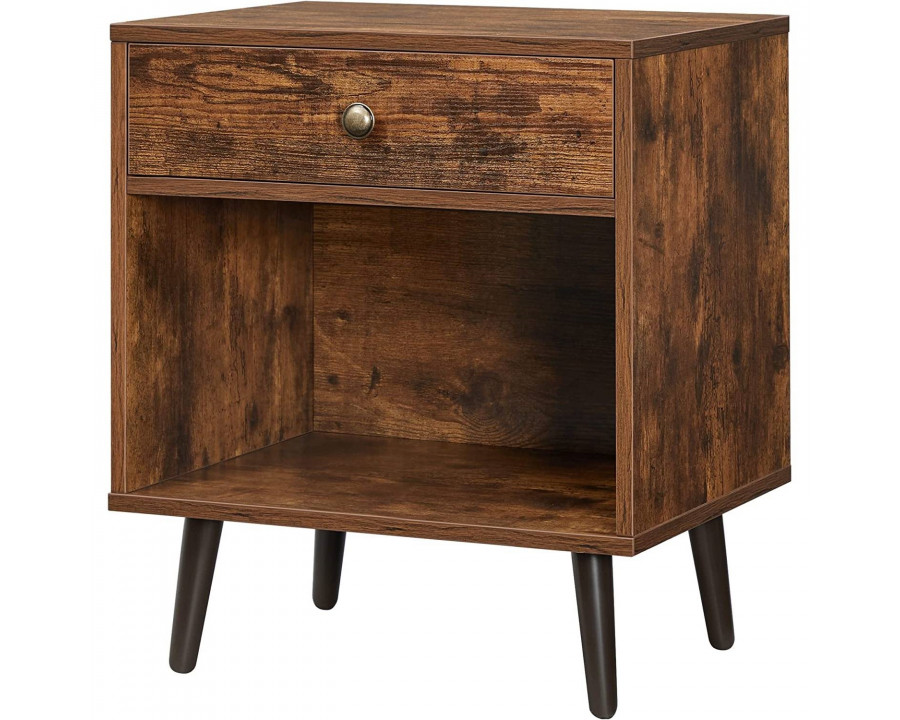 FaFurn - Farmhouse 1-Drawer Nightstand in Brown