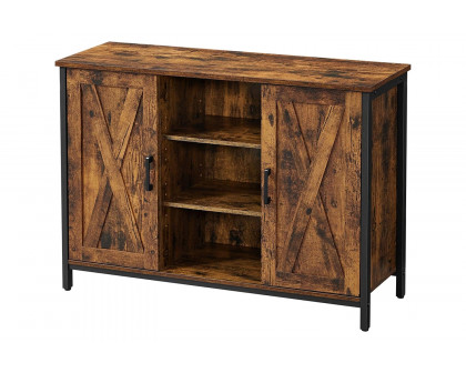 FaFurn - Rustic Farmhome 2 Barn Door Sideboard with Cupboard and Shelves