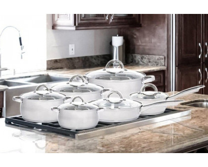 FaFurn - 12 Piece Stainless Steel Cookware Set