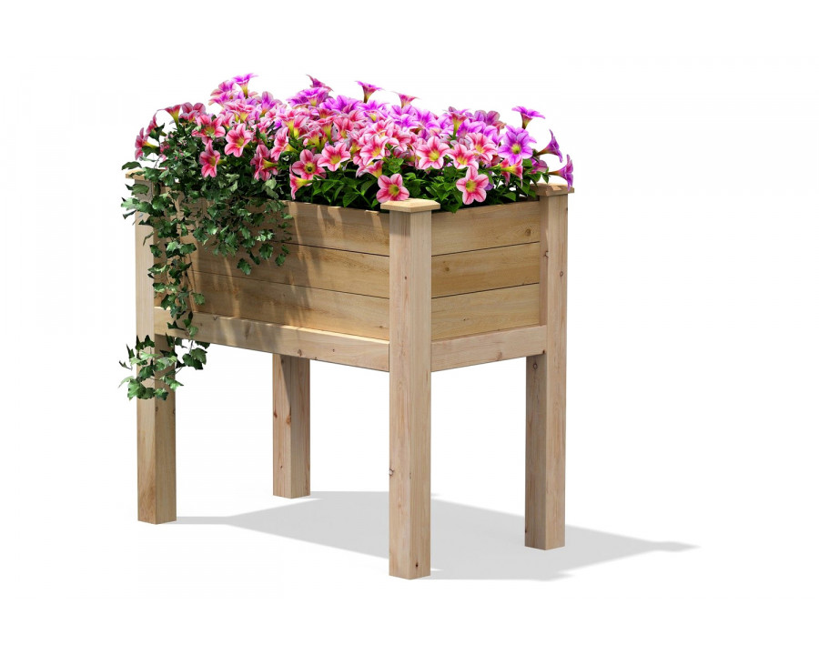 FaFurn - 32 in X 16 in X 31 in Elevated Cedar Wood Raised Garden Bed