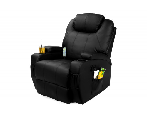 FaFurn Swivel Heat & Massage Recliner Chair 5 Modes Remote Control - Black