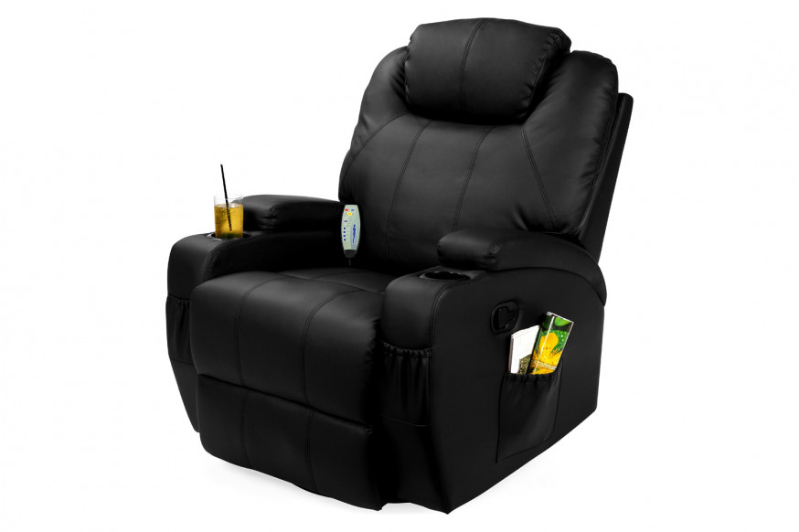 FaFurn™ Swivel Heat & Massage Recliner Chair 5 Modes Remote Control - Black