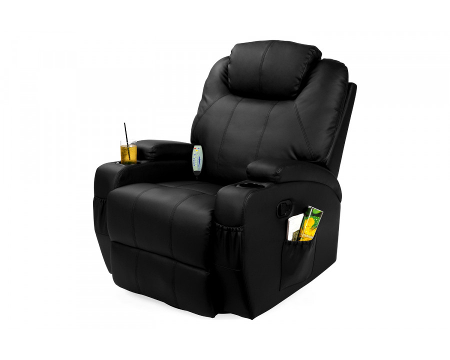 FaFurn Swivel Heat & Massage Recliner Chair 5 Modes Remote Control - Black