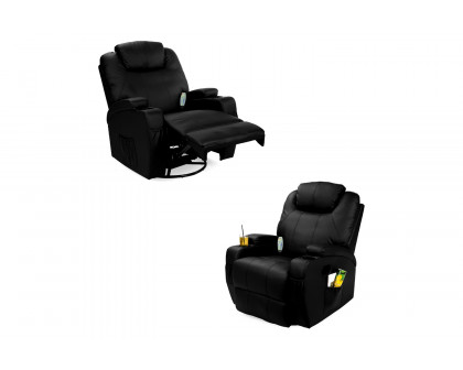 FaFurn™ Swivel Heat & Massage Recliner Chair 5 Modes Remote Control - Black