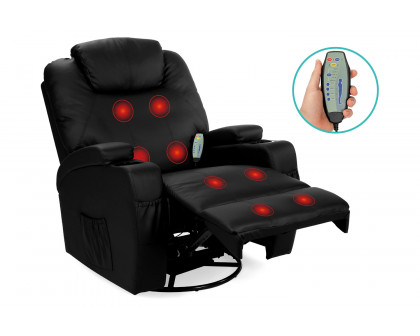 FaFurn™ Swivel Heat & Massage Recliner Chair 5 Modes Remote Control - Black