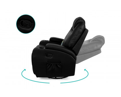 FaFurn™ Swivel Heat & Massage Recliner Chair 5 Modes Remote Control - Black