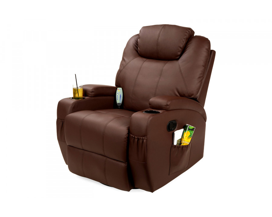 FaFurn - Swivel Heat & Massage Recliner Chair 5 Modes Remote Control