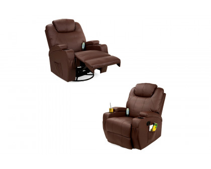 FaFurn™ Swivel Heat & Massage Recliner Chair 5 Modes Remote Control - Brown