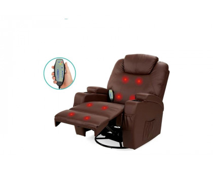 FaFurn™ Swivel Heat & Massage Recliner Chair 5 Modes Remote Control - Brown