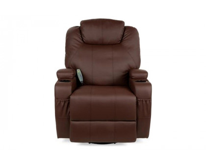 FaFurn™ Swivel Heat & Massage Recliner Chair 5 Modes Remote Control - Brown