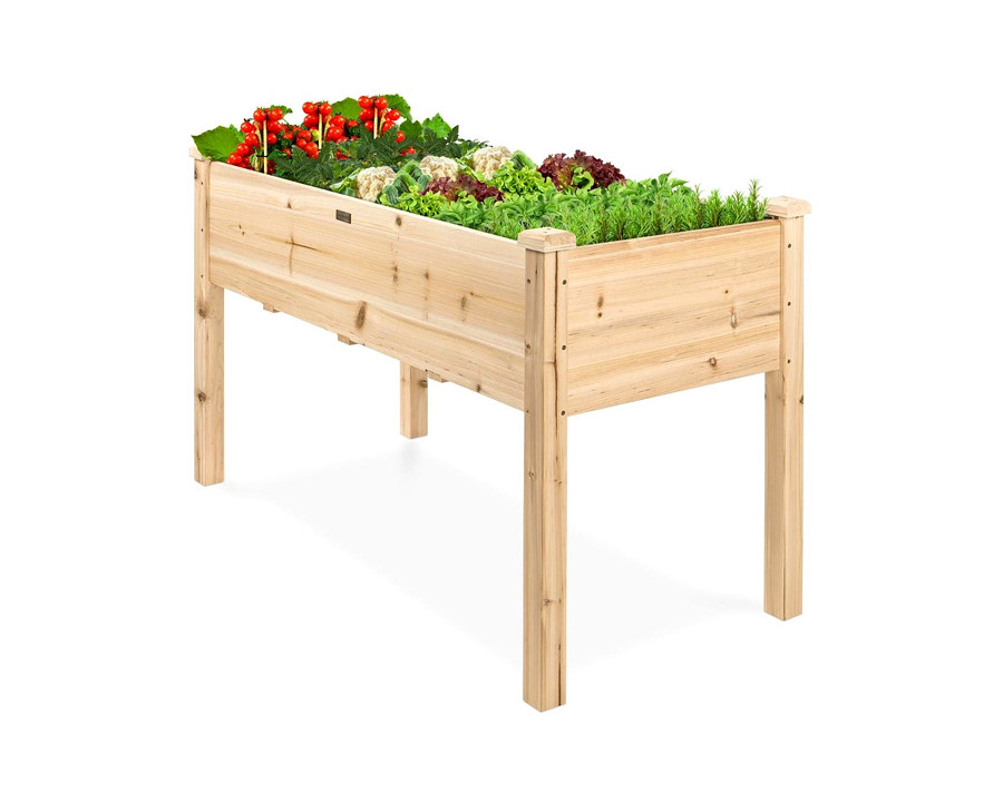 FaFurn Farmhouse Wood 48X24X30In Raised Garden Bed Elevated Garden Planter Stand