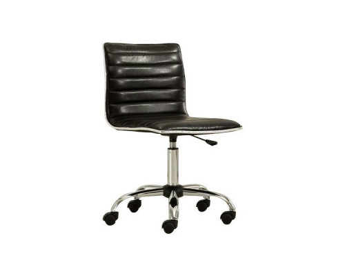 FaFurn - Channel-Tufted Office Chair in Black