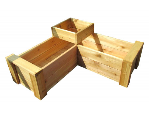 FaFurn - Heavy Duty Rot-Resistant Cedar 2 Level L-Shaped Planter