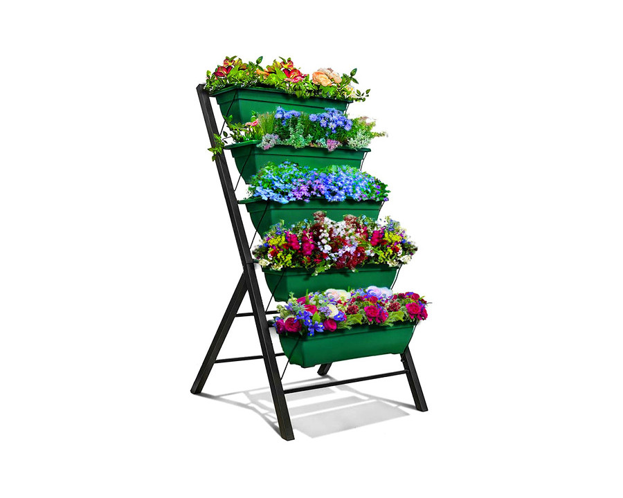 FaFurn - 4 Ft 5 Tier Green Vertical Garden Indoor/Outdoor Elevated Planter