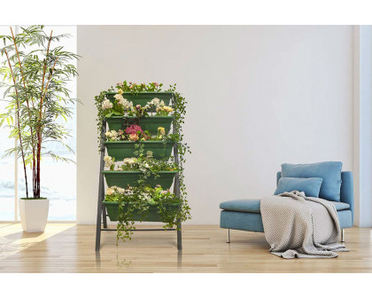 FaFurn - 4 Ft 5 Tier Green Vertical Garden Indoor/Outdoor Elevated Planter