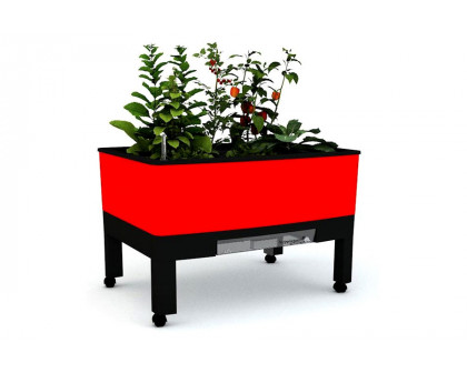 FaFurn - Red Mobile 33.5 in X 24.25 in X 23 in Self Watering Raised Garden On Wheels