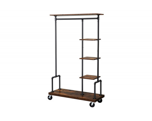 FaFurn - Farmhouse 5 Tier Laundry Pipe Garment Closet Rack Wheels