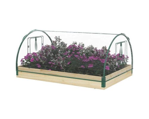 FaFurn - Garden Bed Planter Box Greenhouse Combo with Clear PVC Cover in Fir Wood