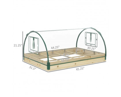 FaFurn Garden Bed Planter Box Greenhouse Combo with Clear PVC Cover - Fir Wood