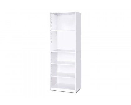 FaFurn Modern 5-Shelf Bookcase - White