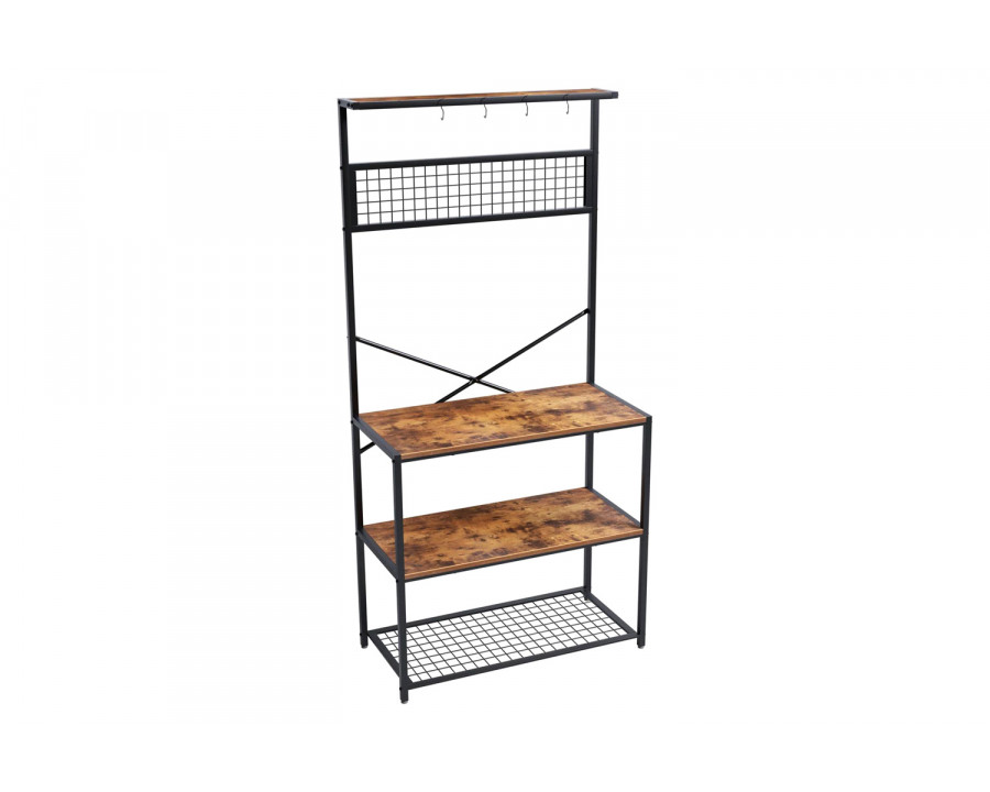 FaFurn - Modern Metal Wood 4-Shelf Kitchen Baker'S Rack Microwave Stand