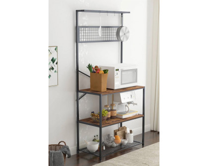 FaFurn - Modern Metal Wood 4-Shelf Kitchen Baker'S Rack Microwave Stand