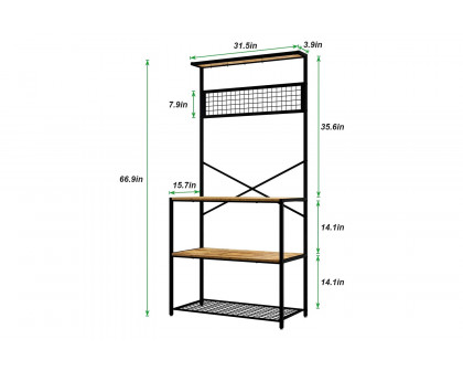 FaFurn - Modern Metal Wood 4-Shelf Kitchen Baker'S Rack Microwave Stand