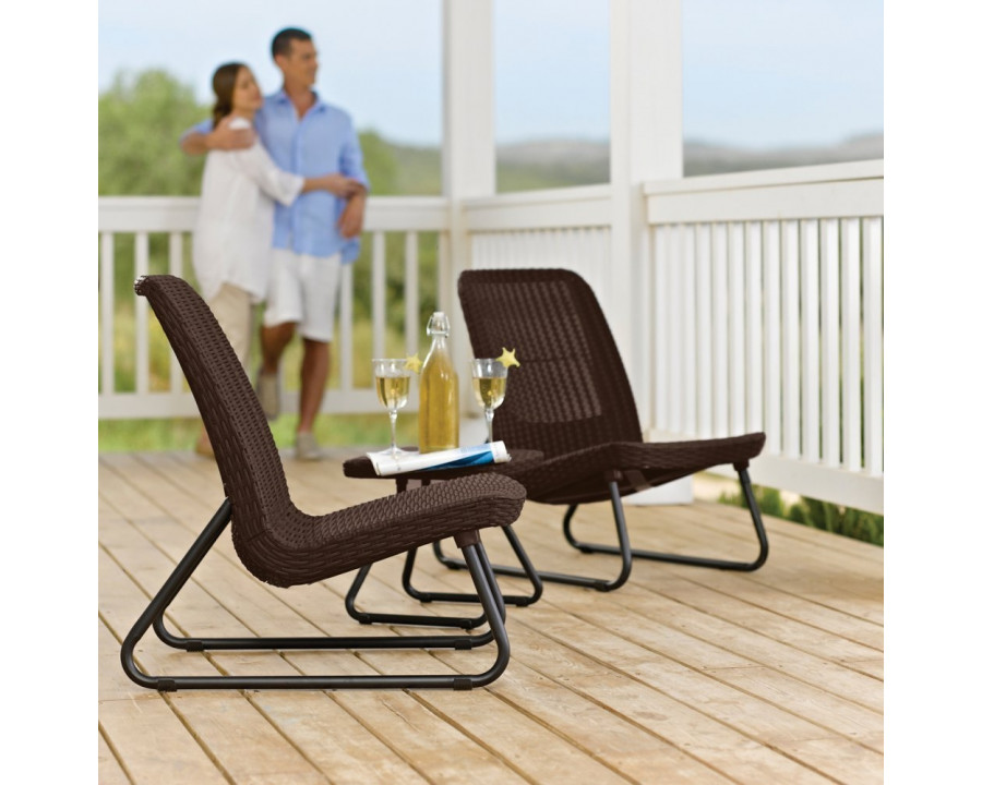 FaFurn - 3-Piece Patio Furniture Set in Brown, Rattan Resin