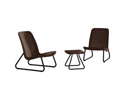 FaFurn - 3-Piece Patio Furniture Set in Brown, Rattan Resin