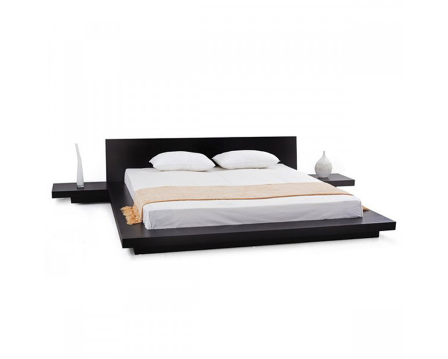 FaFurn King Size Platform Bed Frame with Headboard and 2 Nightstand - Ash Black