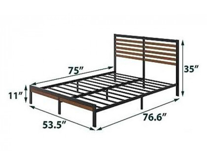 FaFurn Eco Friendly Full Size Platform Bed with Bamboo Wood Slat Headboard and Footboard - Bamboo, Metal