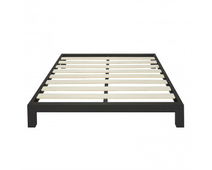 FaFurn King Size Platform Bed Frame with Wide Wood Slats - Black, Metal